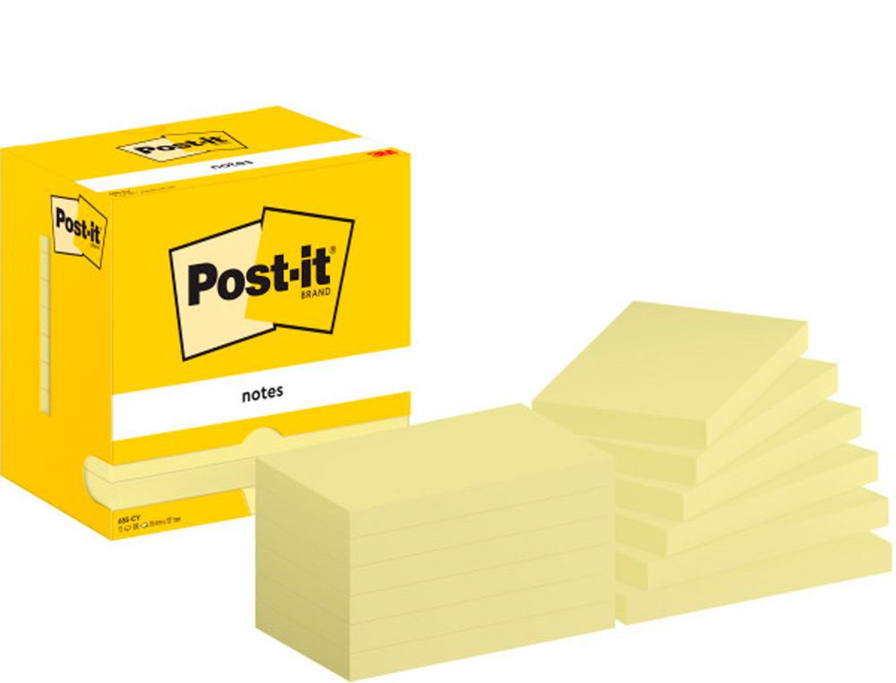 BLOC DE NOTAS ADHESIVAS QUITA Y PON POST-IT 76X127 MM CON 100 HOJAS 655