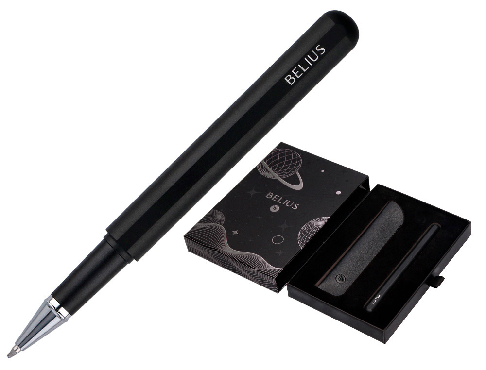 ROLLER Y FUNDA DE SIMILPIEL BELIUS SPACE B COLOR MINIMALISTA NEGRO TINTA AZUL CAJA DE DISEO