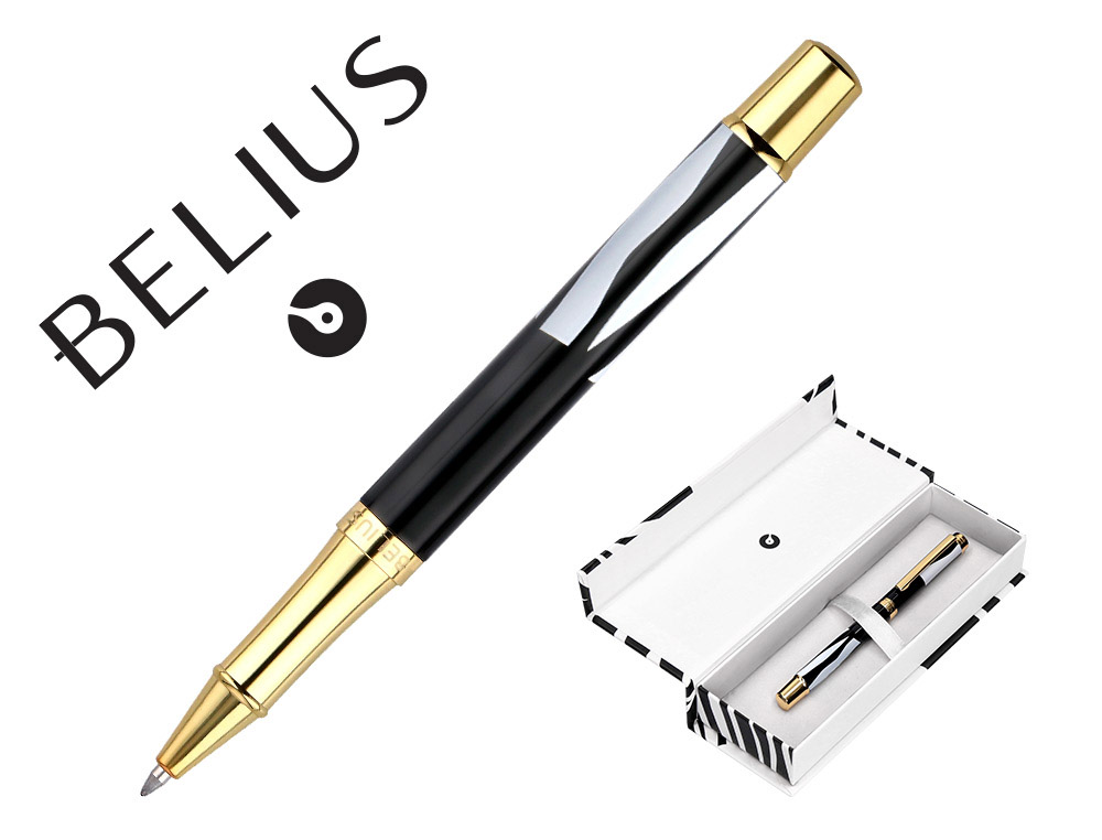 BOLIGRAFO BELIUS DUALITA CUERPO BLANCO COLOR NEGRO TINTA AZUL CAJA DE DISEO