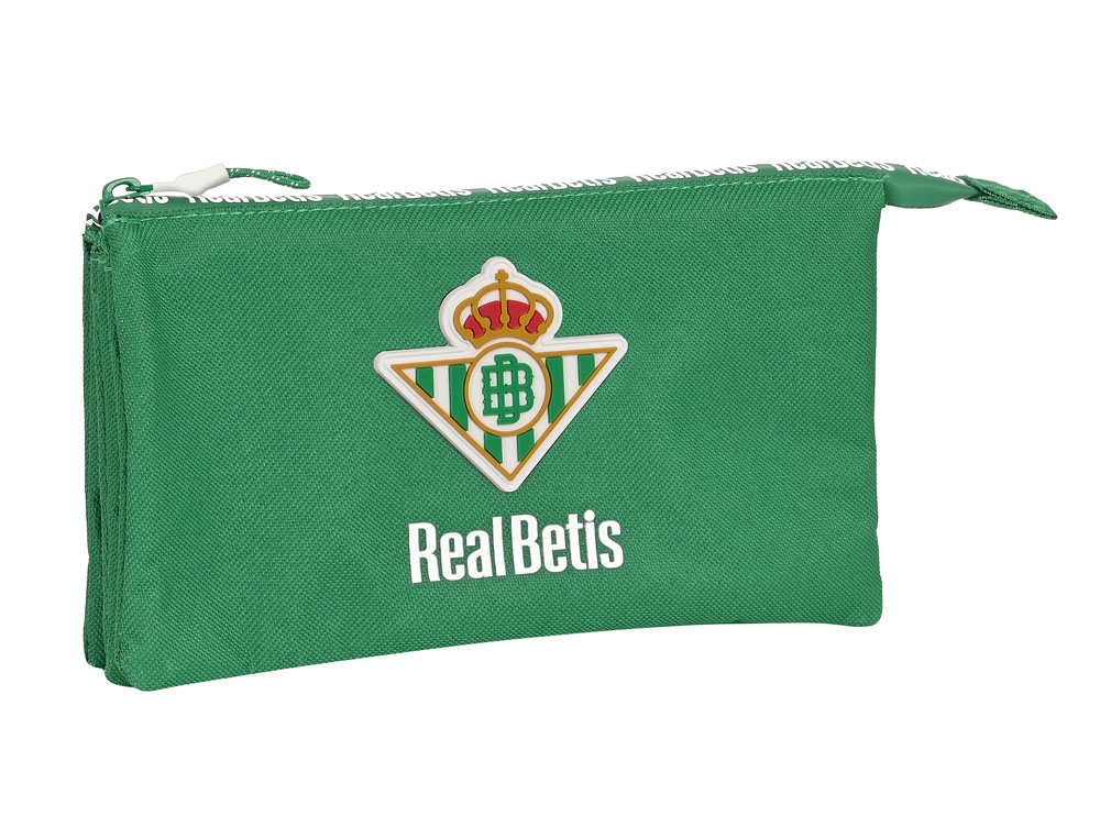 BOLSO ESCOLAR PORTATODO SAFTA TRIPLE RECICLADO REAL BETIS BALOMPIE 120X220X30 MM