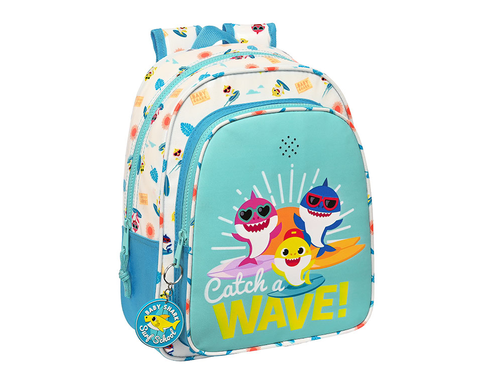 MOCHILA SAFTA INFANTIL CON MUSICA ADAPTABLE A CARRO BABY SHARK SURFING 100X270X330 MM