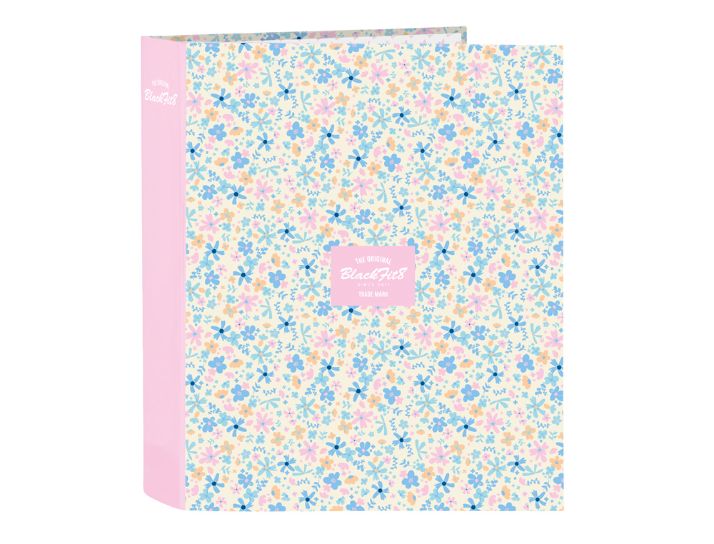 CARPETA SAFTA CARTON FOLIO 4 ANILLAS LOMO ANCHO BLACKFIT8 BLOSSOM 60X270X300 MM