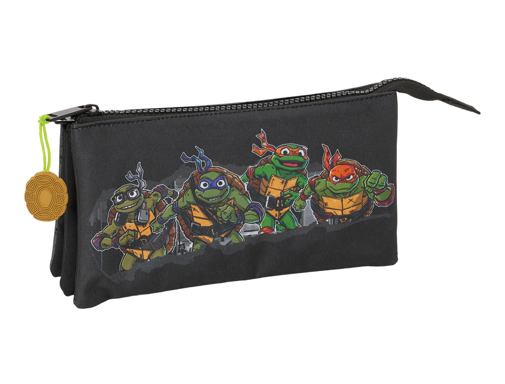 BOLSO ESCOLAR PORTATODO SAFTA TRIPLE TORTUGAS NINJA 120X220X30 MM