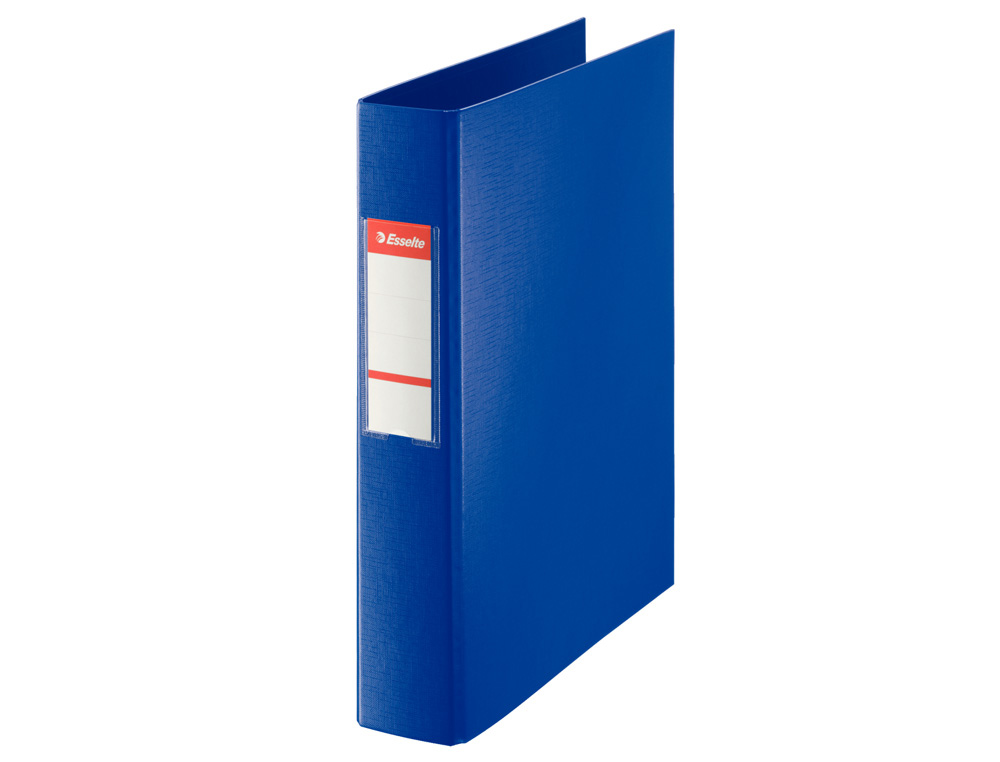 CARPETA ESSELTE 2 ANILLAS 40 MM FOLIO PLASTICO FORRADO CON TARJETERO COLOR AZUL