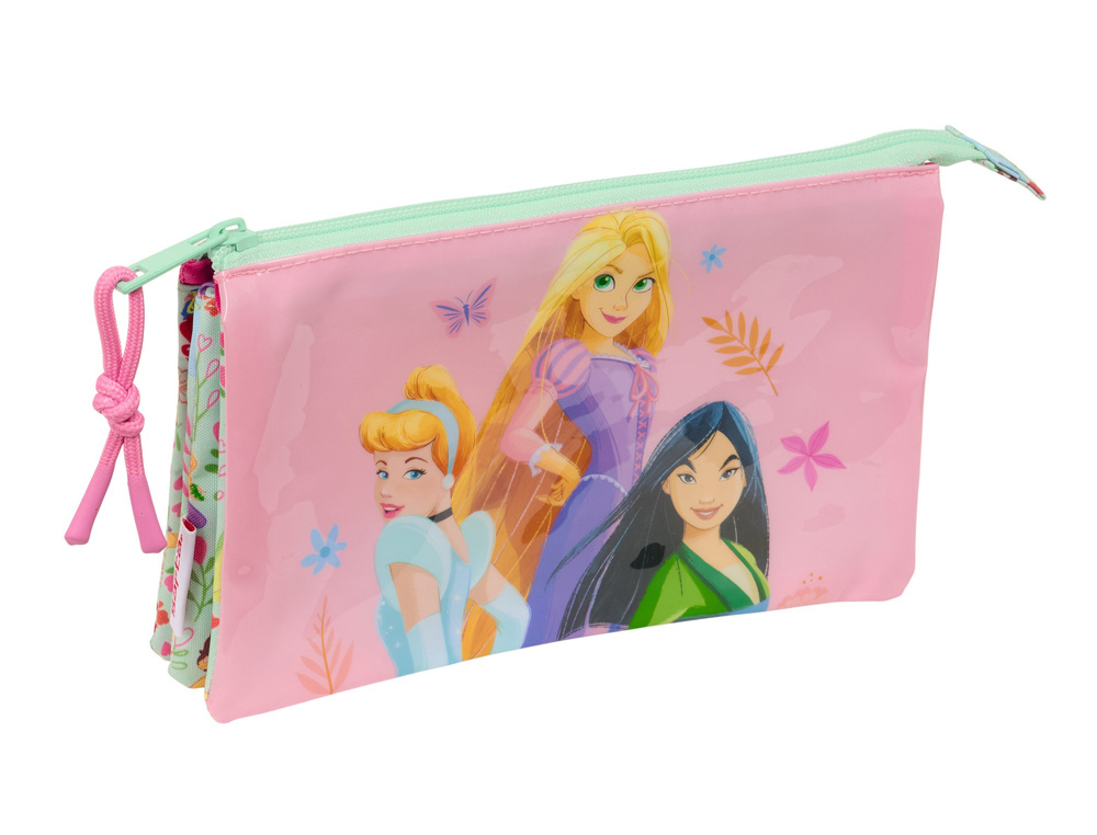 BOLSO ESCOLAR PORTATODO SAFTA TRIPLE PRINCESAS DISNEY BLOOM 120X220X30 MM