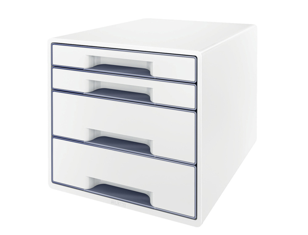 FICHERO CAJONES DE SOBREMESA LEITZ WOW DESK CUBE 2 CAJONES GRANDES Y 2 PEQUEOS COLOR BLANCO/GRIS