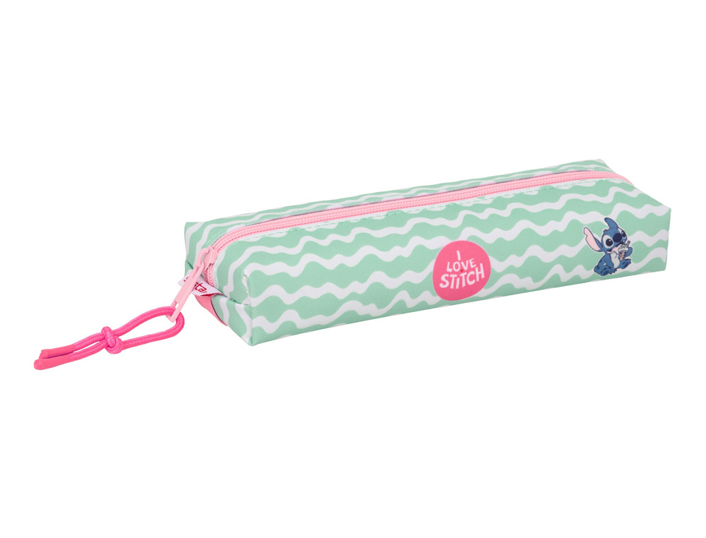 BOLSO ESCOLAR PORTATODO SAFTA RECTANGULAR CON GOMA ELASTICA 22CM STITCH ICE CREAM 40X220X70 MM
