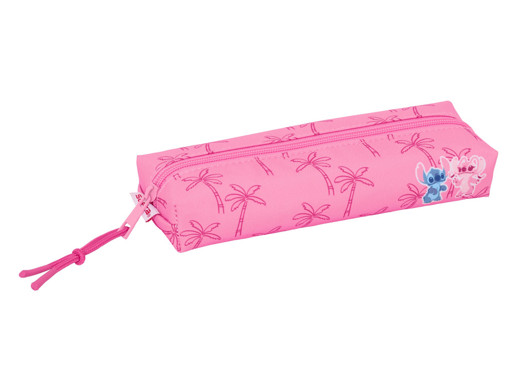 BOLSO ESCOLAR PORTATODO SAFTA RECTANGULAR CON GOMA ELASTICA 22CM STITCH CHILL 40X220X70 MM