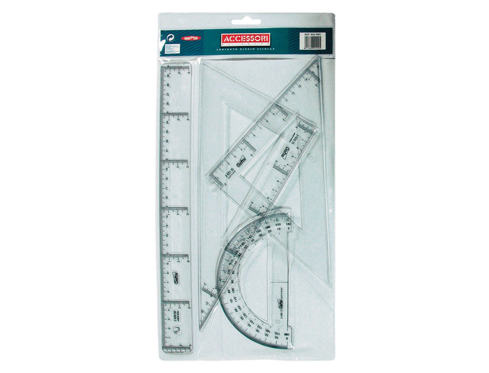 CONJUNTO DIBUJO ESCOLAR TRANSPARENTE