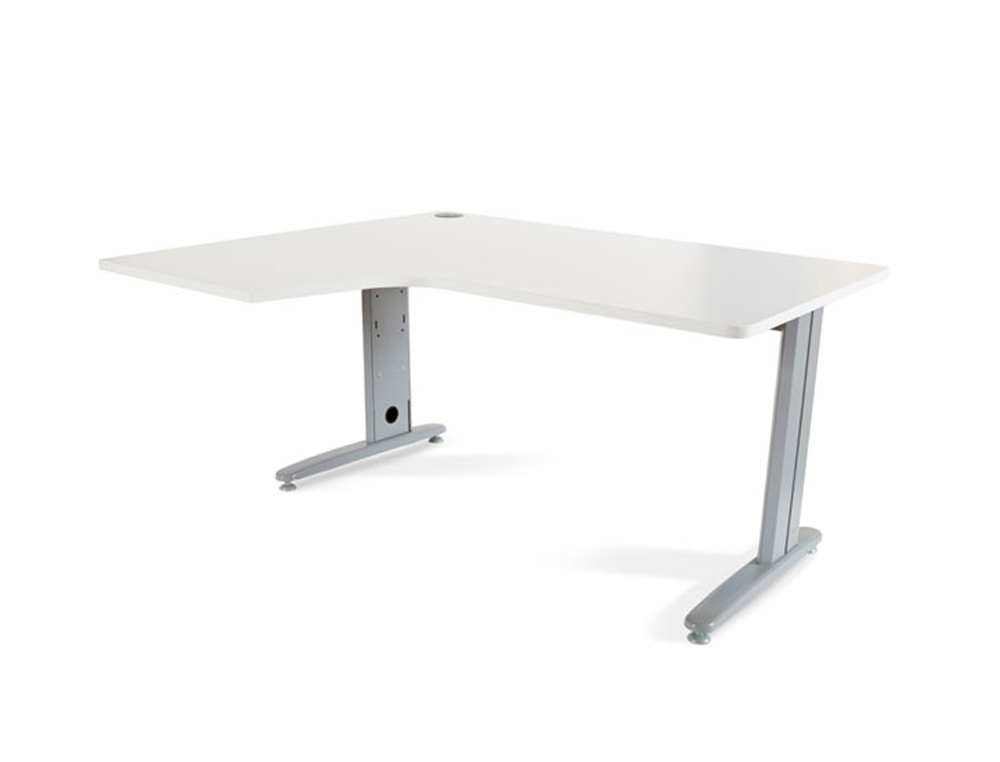 MESA ROCADA SERIE METAL 180X120 CM IZQUIERDA ACABADO AC04 BLANCO