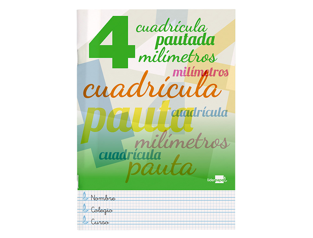 LIBRETA LIDERPAPEL PAUTAGUIA TAPA CARTONCILLO 32 HOJAS DIN A4 70 GR CUADRICULADO PAUTADO 4 MM