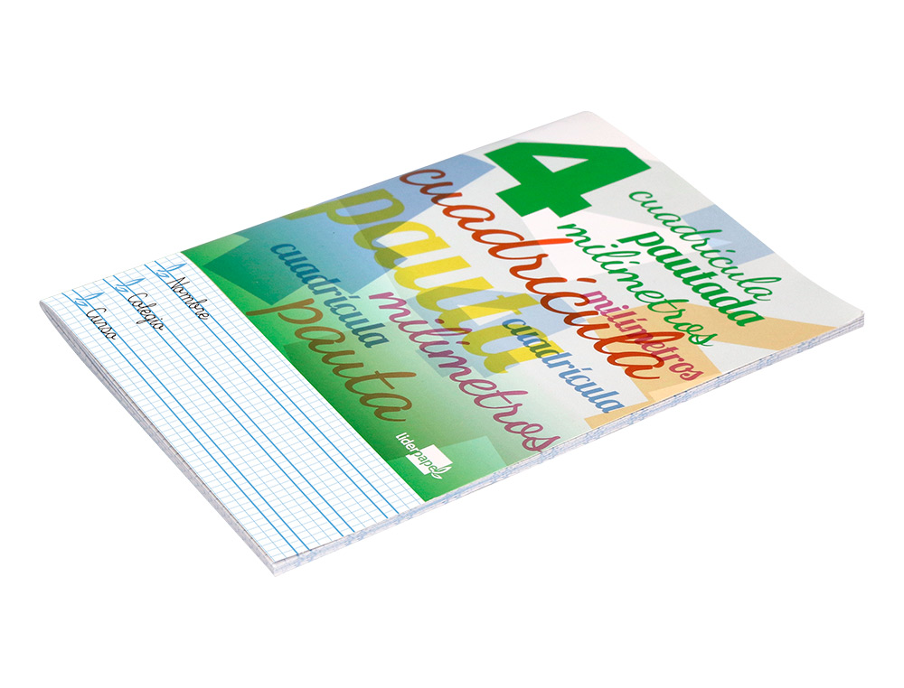 LIBRETA LIDERPAPEL PAUTAGUIA TAPA CARTONCILLO 32 HOJAS DIN A4 70 GR CUADRICULADO PAUTADO 4 MM