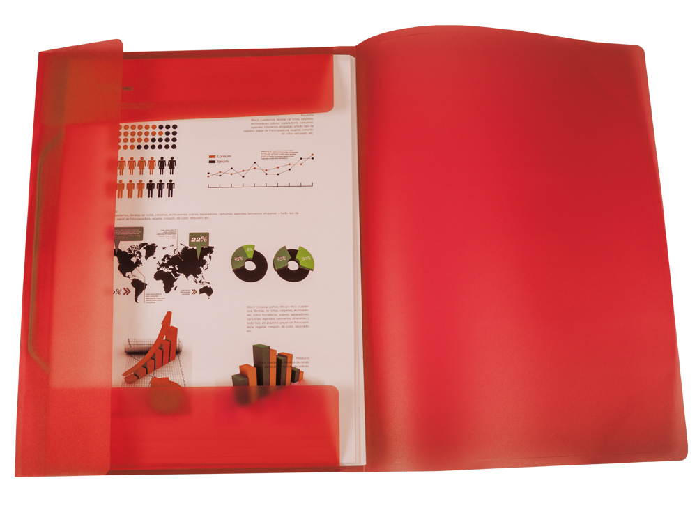 CARPETA LIDERPAPEL PORTADOCUMENTOS SOLAPAS POLIPROPILENO DIN A3 ROJO TRANSLUCIDO LOMO FLEXIBLE