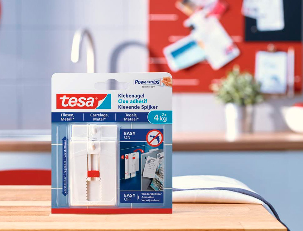 CLAVO AUTOADHESIVO TESA SUJECION HASTA 4 KG USO AZULEJOS REMOVIBLE BLISTER DE 2 UNIDADES