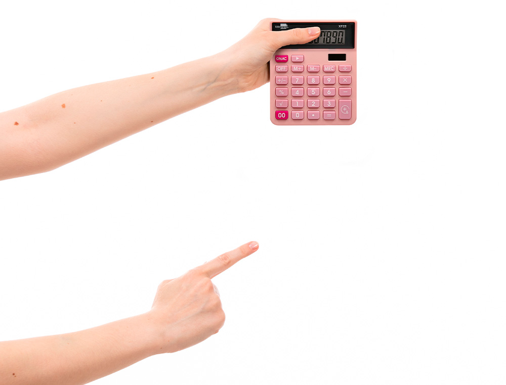 CALCULADORA LIDERPAPEL SOBREMESA XF23 10 DIGITOS SOLAR Y PILAS COLOR ROSA 127X105X24 MM