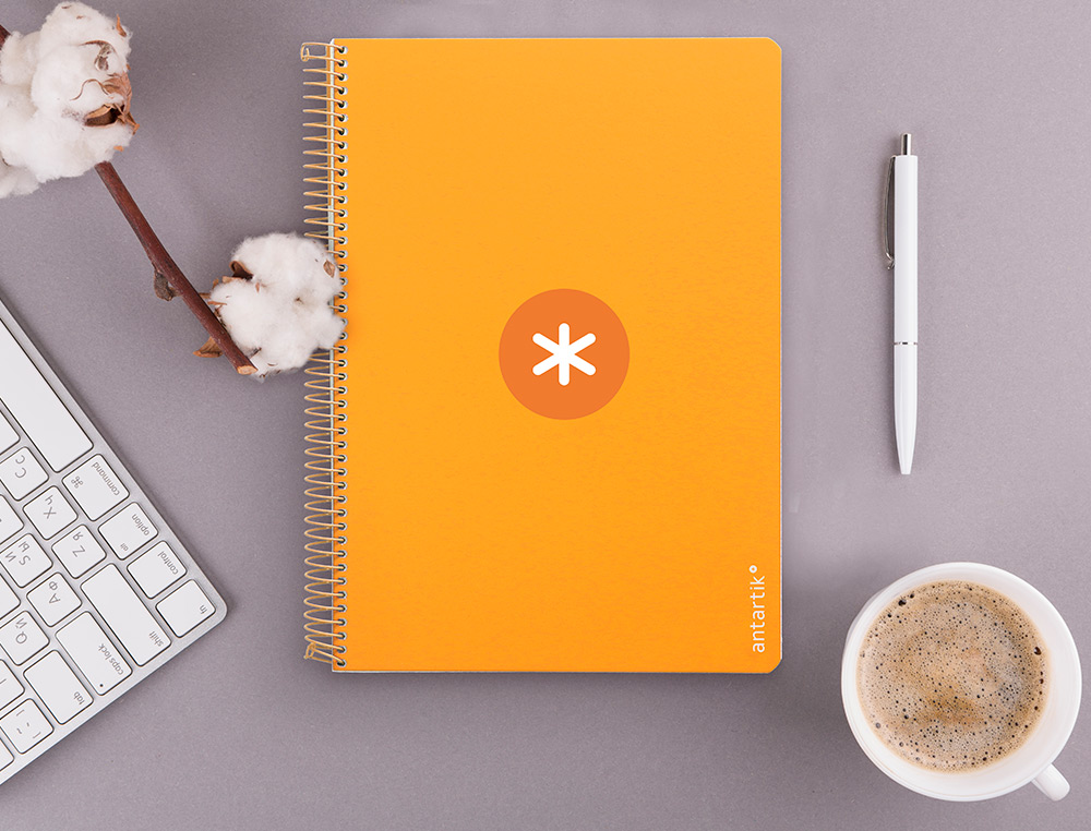 CUADERNO ESPIRAL ANTARTIK A4 MICRO TAPA DURA 80H 100GR CUADRO 5MM SIN BANDA4 TALADROS COLOR MOSTAZA