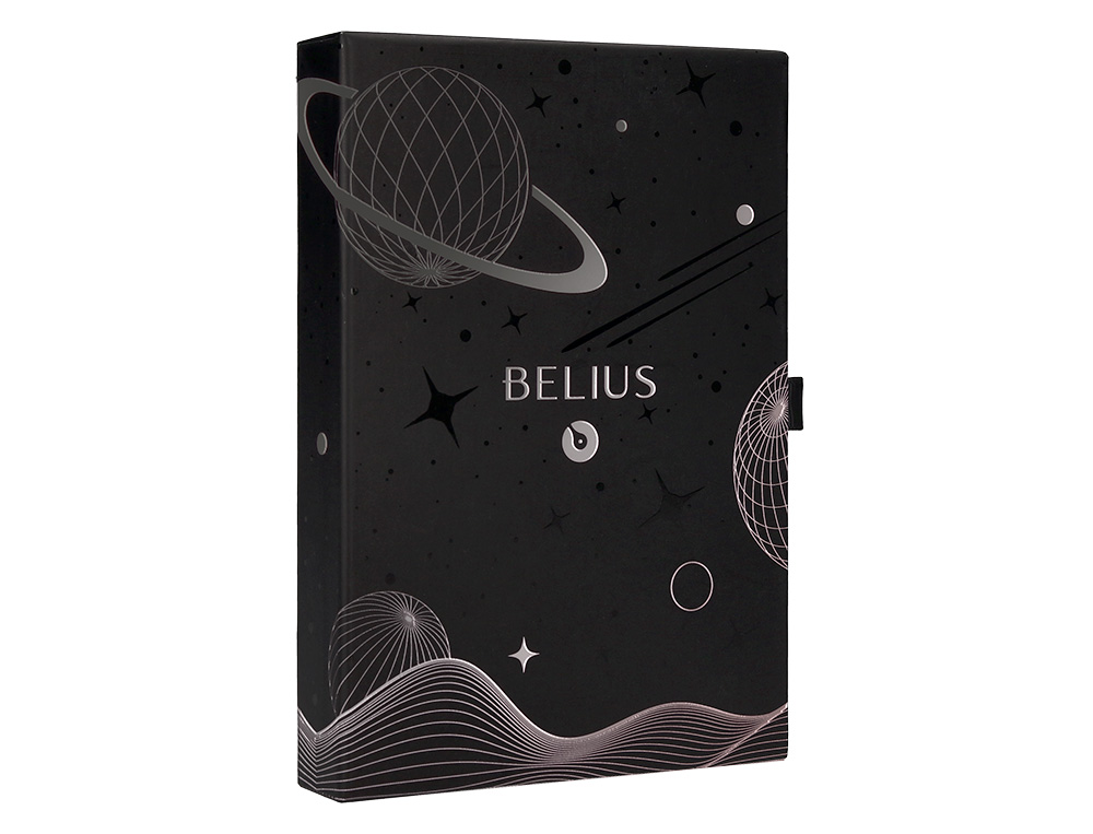 ROLLER Y FUNDA DE SIMILPIEL BELIUS SPACE B COLOR MINIMALISTA NEGRO TINTA AZUL CAJA DE DISEÑO