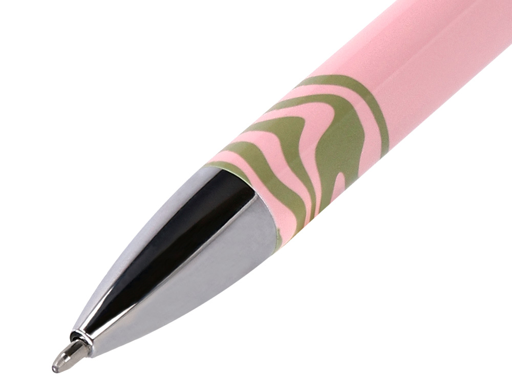 BOLIGRAFO BELIUS INK DREAMS ALUMINIO COLOR ROSA Y VERDE MATCHA PLATEADO FRASE INTERIOR TINTA AZUL CAJA DE DISEÑO