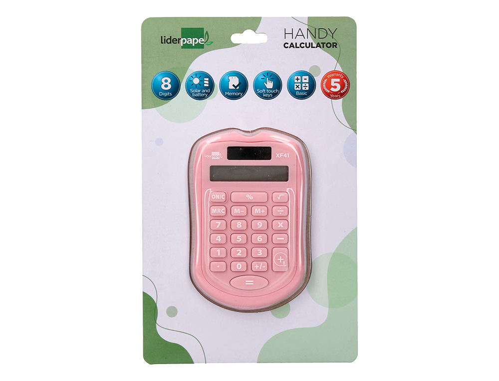 CALCULADORA LIDERPAPEL BOLSILLO XF44 8 DIGITOS SOLAR Y PILAS 94X59,5X10,5MM COLORESNEGRO VERDE ROSA EXP DE 16