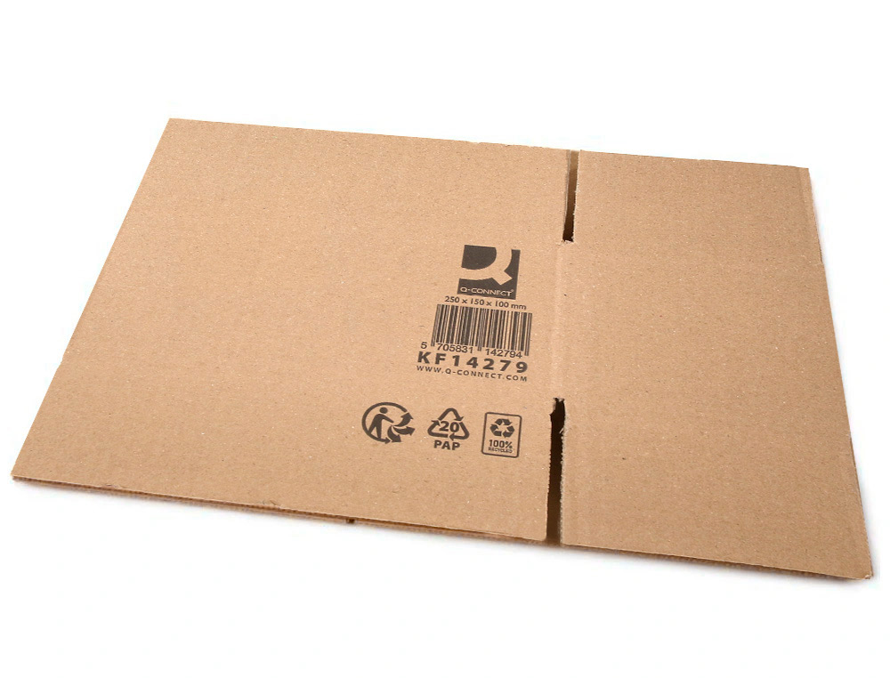 CAJA PARA EMBALAR Q-CONNECT AMERICANA CARTON RECICLADO CANAL SIMPLE 5 MM COLOR KRAFT 250X150X100 MM