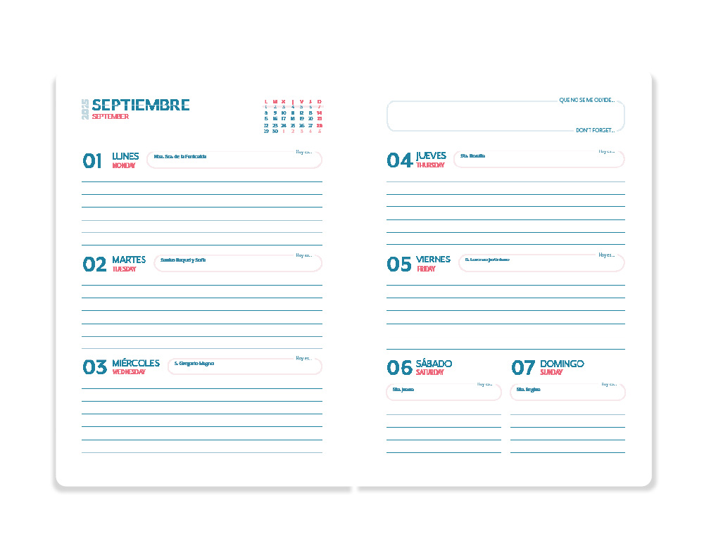 AGENDA ESCOLAR LIDERPAPEL 25-26 ESPIRAL WAVES AZUL SEMANA VISTA A5 BILINGE PAPEL FSC 80 GR