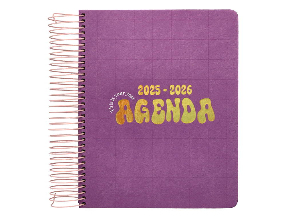 AGENDA ESCOLAR LIDERPAPEL 25-26 ESPIRAL KYMOLOS DIA PAGINA A5 BILINGÜE PAPEL FSC 80 GR