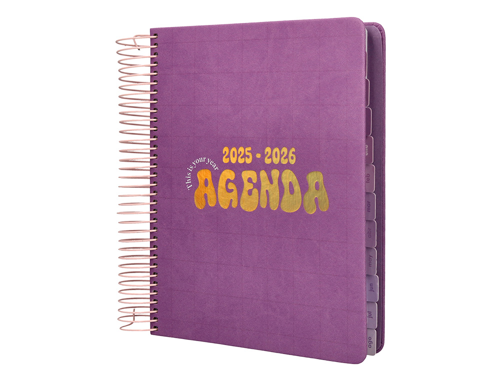 AGENDA ESCOLAR LIDERPAPEL 25-26 ESPIRAL KYMOLOS DIA PAGINA A5 BILINGÜE PAPEL FSC 80 GR