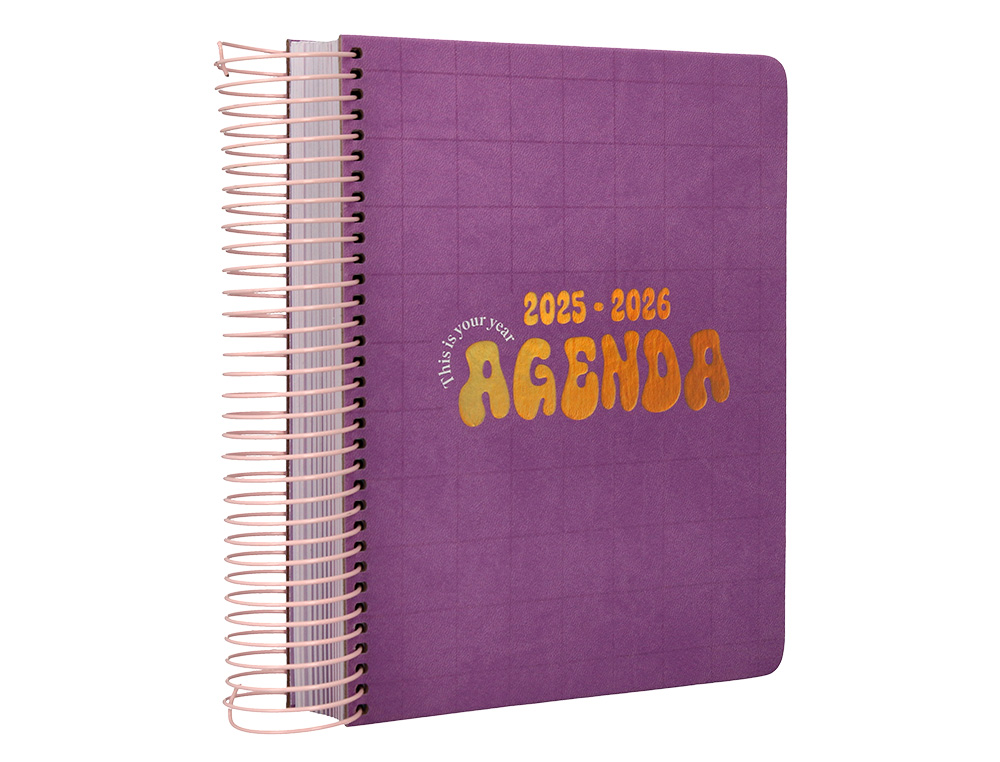 AGENDA ESCOLAR LIDERPAPEL 25-26 ESPIRAL KYMOLOS DIA PAGINA A5 BILINGÜE PAPEL FSC 80 GR