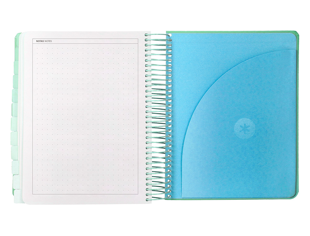 AGENDA ESCOLAR ANTARTIK 25-26 ESPIRAL HERE AND NOW TURQUESA DIA PAGINA A5 BILINGÜE PAPEL FSC 80 GR 80 GR