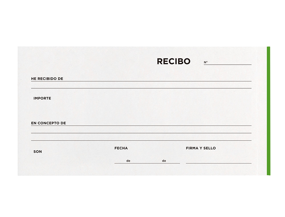 TALONARIO LIDERPAPEL RECIBOS 3/F APAISADO ORIGINAL Y 2 COPIAS SIN MATRIZ