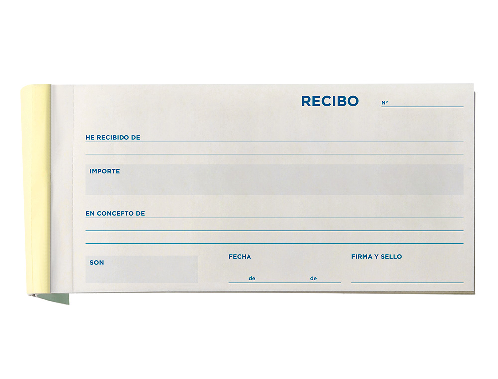TALONARIO LIDERPAPEL RECIBOS 3/F APAISADO ORIGINAL Y 2 COPIAS SIN MATRIZ
