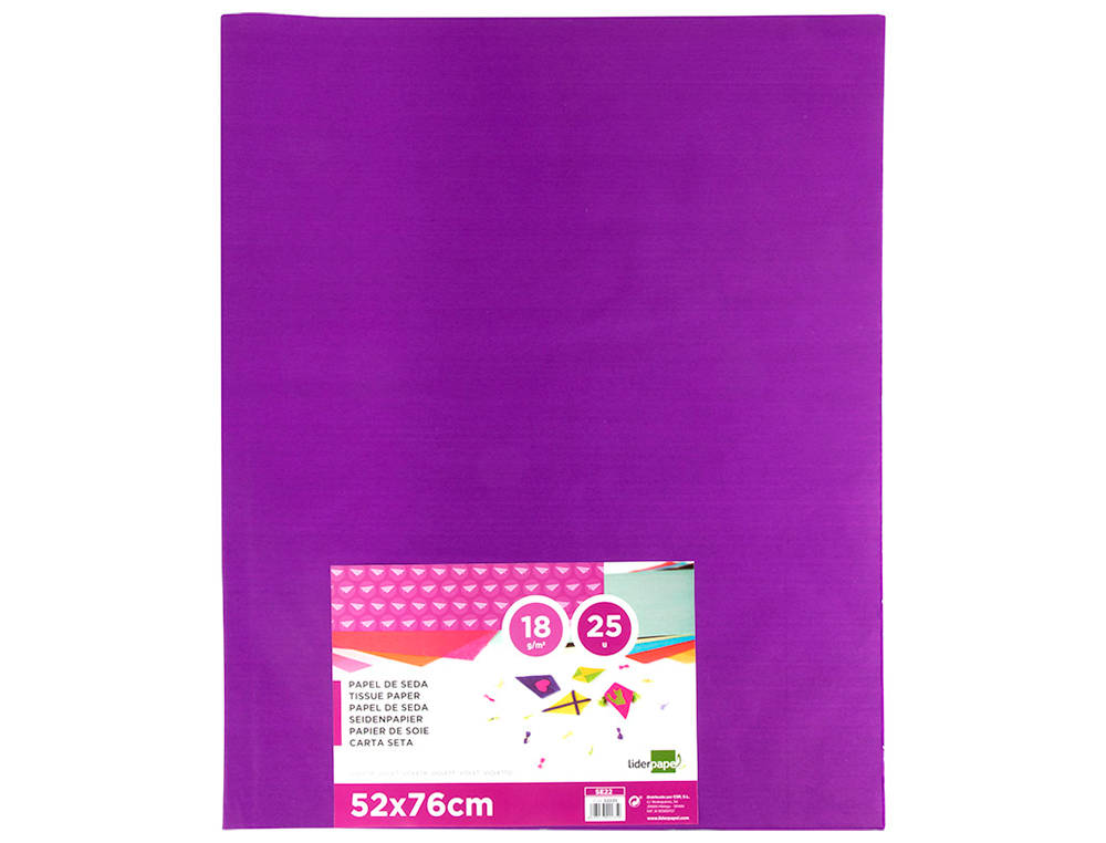 PAPEL SEDA LIDERPAPEL VIOLETA 52X76 CM 18 GR PAQUETE DE 25 HOJAS