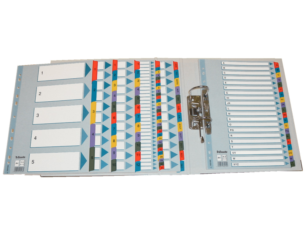 SEPARADOR ALFABETICO ESSELTE CARTULINA MYLAR A-Z DIN A4 MULTITALADRO