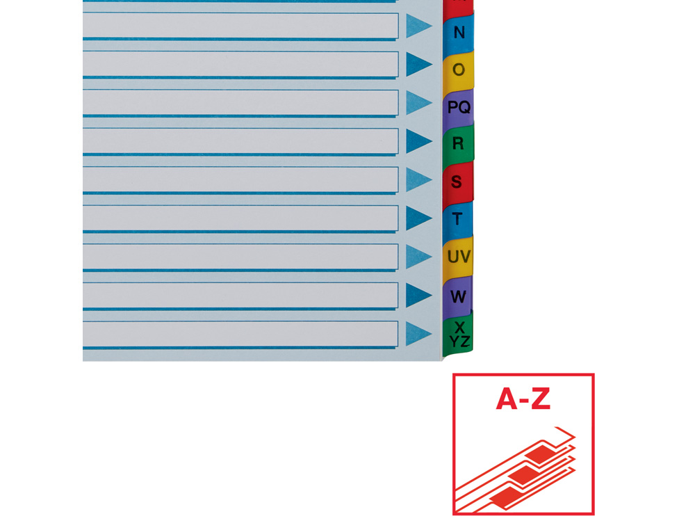 SEPARADOR ALFABETICO ESSELTE CARTULINA MYLAR A-Z DIN A4 MULTITALADRO