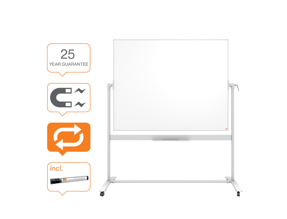 PIZARRA BLANCA NOBO CLASSIC ACERO VITRIFICADO MOVIL 150X120 CM