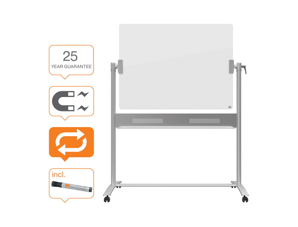 PIZARRA BLANCA NOBO CRISTAL MOVIL 120X90 CM