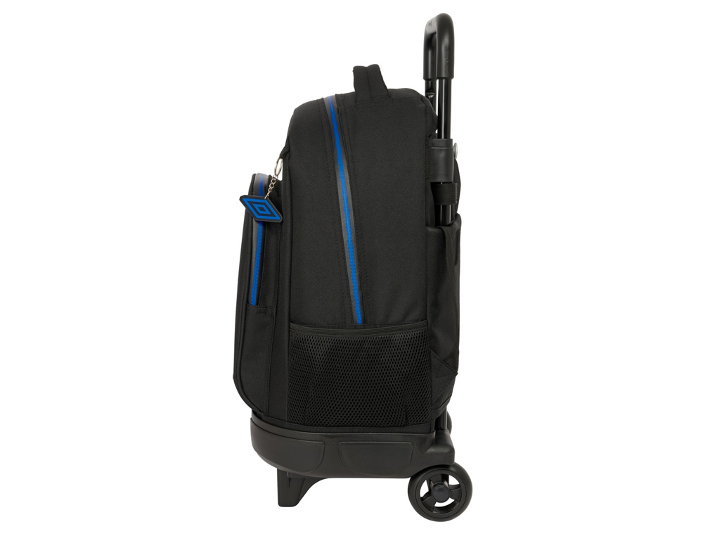 MOCHILA SAFTA GRANDE CON RUEDAS COMPACT EXTRAIBLE UMBRO JET BLACK 450X330X220 MM