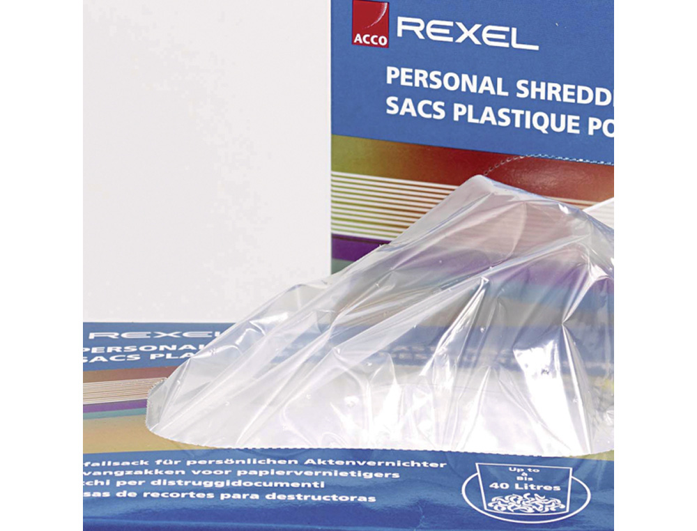 BOLSA DE RESIDUOS REXEL RECICLABLE PARA DESTRUCTORA AS 100 115 L PACK DE 100 UNIDADES