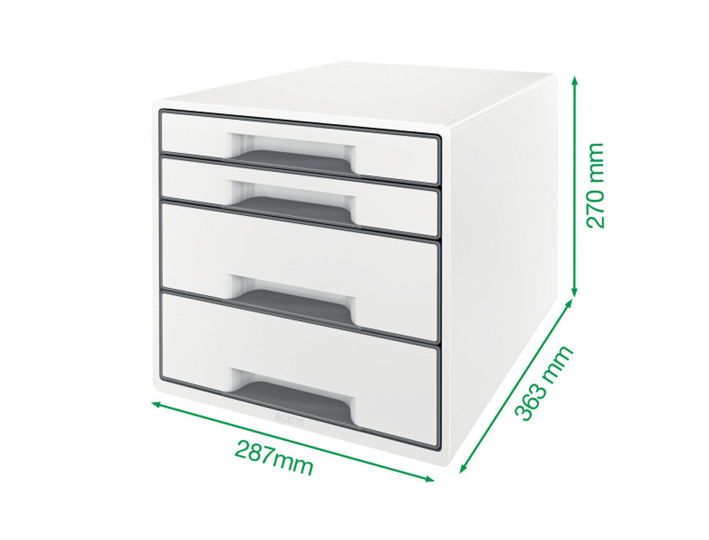 FICHERO CAJONES DE SOBREMESA LEITZ WOW DESK CUBE 2 CAJONES GRANDES Y 2 PEQUEÑOS COLOR BLANCO/GRIS