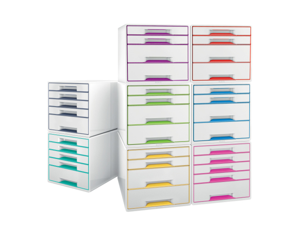 FICHERO CAJONES DE SOBREMESA LEITZ WOW DESK CUBE 2 CAJONES GRANDES Y 2 PEQUEÑOS COLOR BLANCO/GRIS
