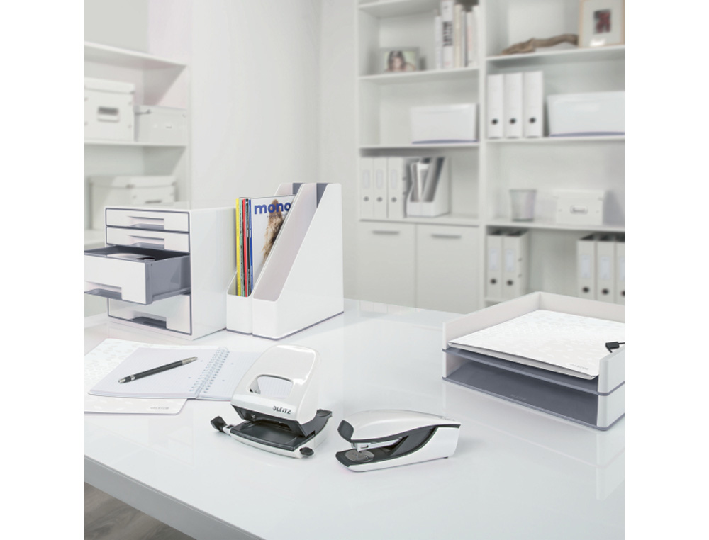 FICHERO CAJONES DE SOBREMESA LEITZ WOW DESK CUBE 2 CAJONES GRANDES Y 2 PEQUEÑOS COLOR BLANCO/GRIS