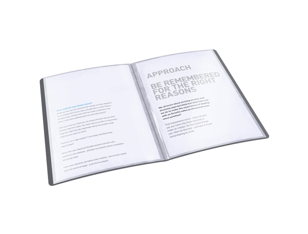 CARPETA ESSELTE ESCAPARATE VIVIDA 60 FUNDAS POLIPROPILENO TAPA FLEXIBLE DIN A4 COLOR NEGRO