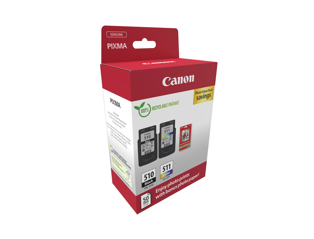 INK-JET CANON PIXMA PG-510/CL-511 MULTIPACK DE 1 UNIDADES NEGRO/1 COLOR 250 PAGINAS