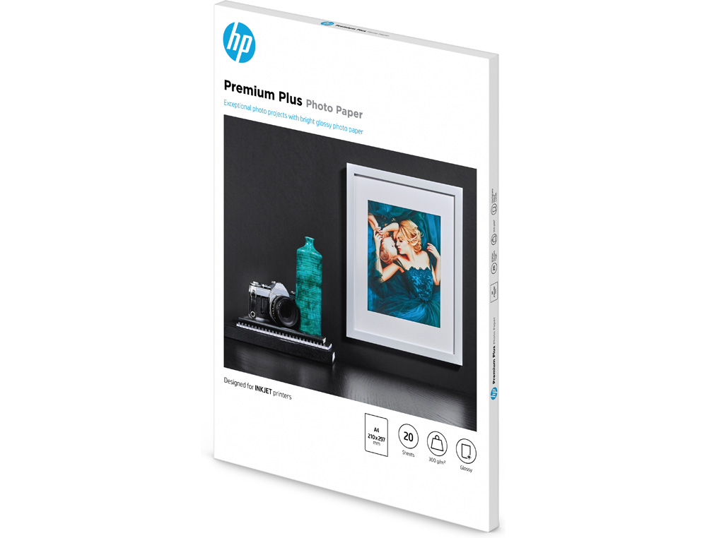 PAPEL FOTOGRAFICO HP GLOSSY PREMIUM PLUS A4 300 GR PACK DE 20 HOJAS