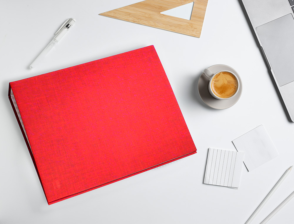 CARPETA DE 4 ANILLAS 40MM MIXTAS LIDERPAPEL FOLIO CARTON FORRADO PAPER COAT COLOR ROJO
