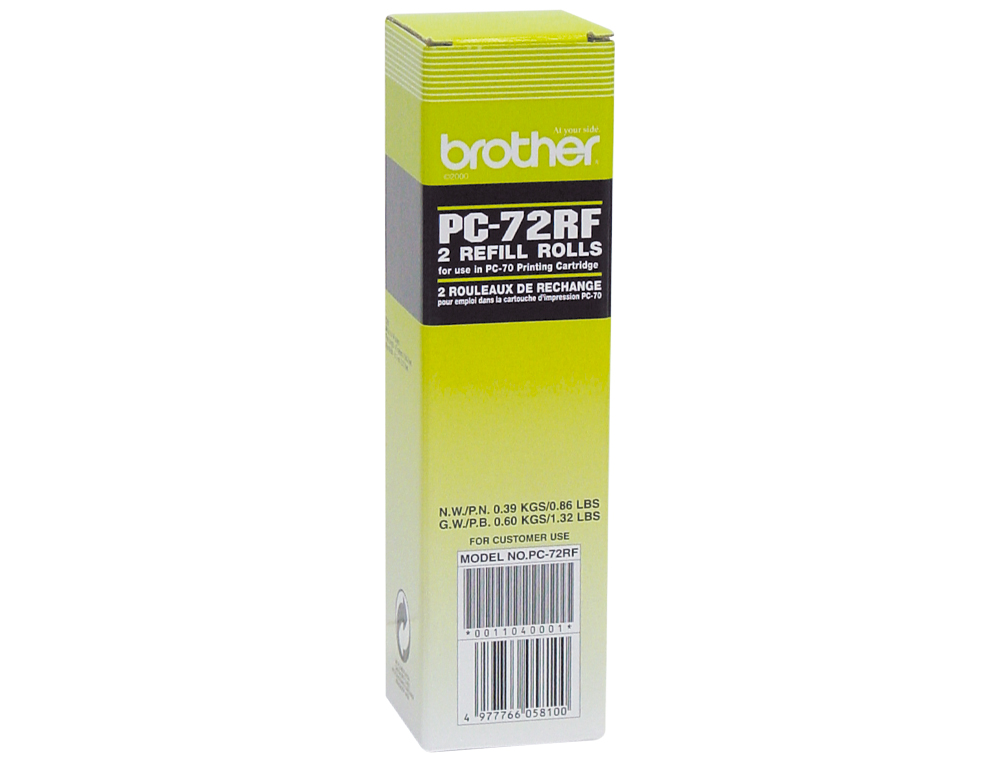 REPUESTO FAX T104/106 BROTHER DE TRANSFERENCIA TERMICA 2 BOBINAS DURACION 140 PAGINAS