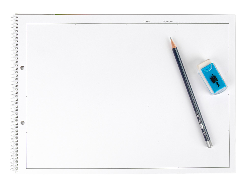 BLOC DIBUJO LIDERPAPEL LINEAL ESPIRAL 230X325MM 20 HOJAS 130GR/M2 CON RECUADRO 2 TALADROS PERFORADO
