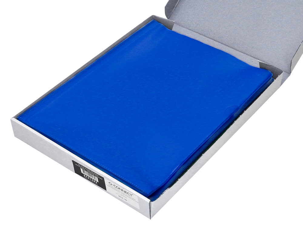 CARPETA DOSSIER UERO PLASTICO Q-CONNECT DIN A4 120 MICRAS AZUL CAJA DE 100 UNIDADES