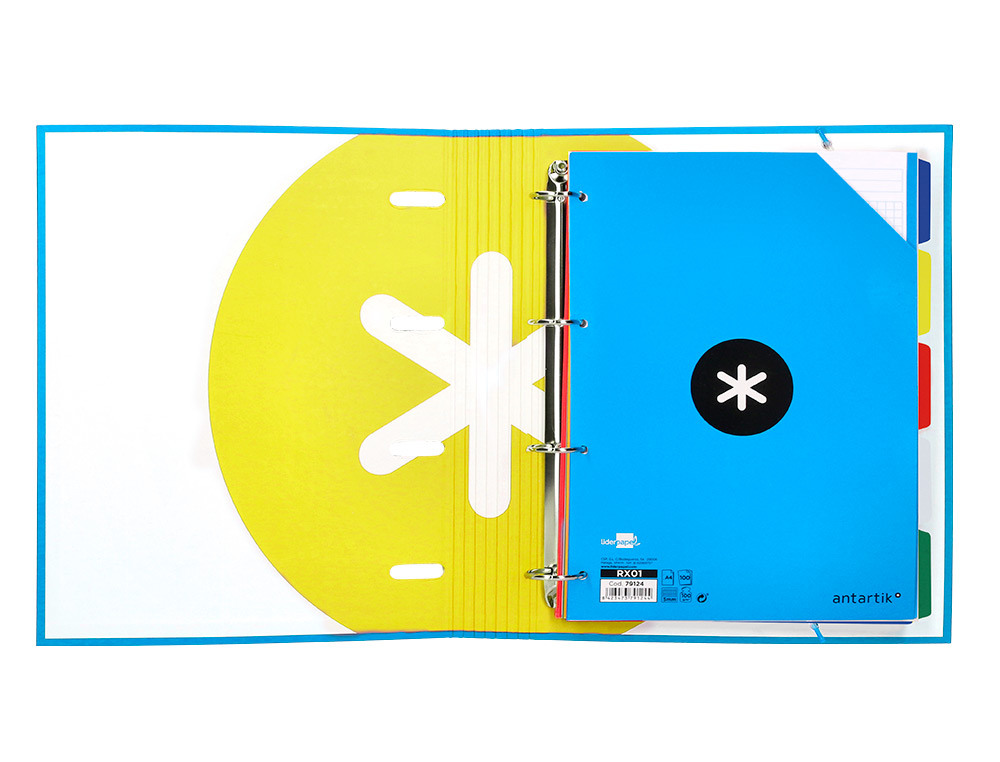 CARPETA CON RECAMBIO ANTARTIK A4 CUADRO 5MM FORRADA 4 ANILLAS 40MM REDONDAS CON SOLAPA COLOR AZUL