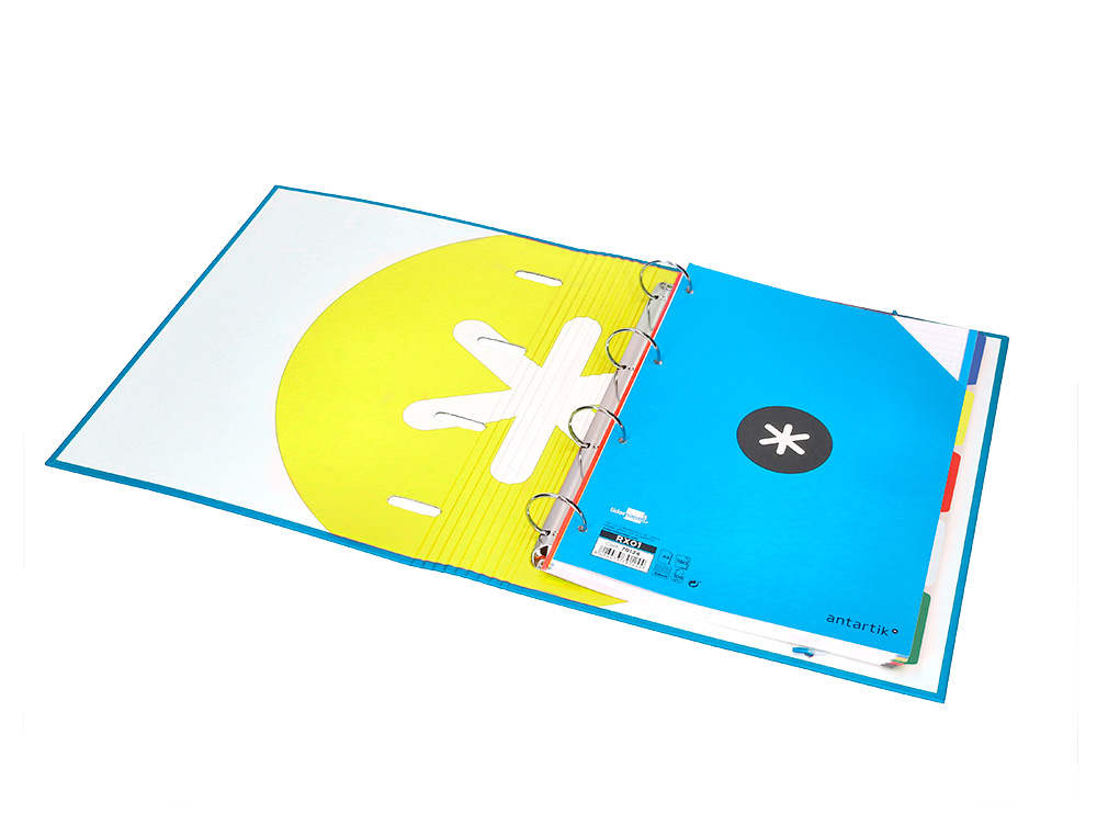 CARPETA CON RECAMBIO ANTARTIK A4 CUADRO 5MM FORRADA 4 ANILLAS 40MM REDONDAS CON SOLAPA COLOR AZUL